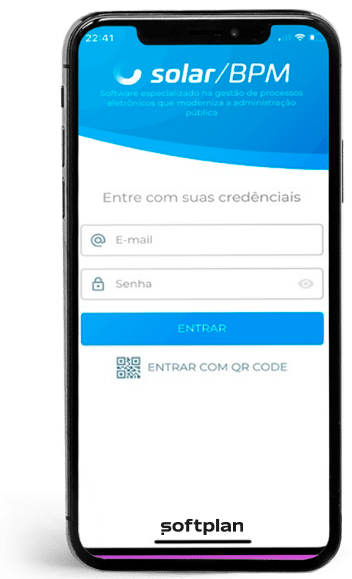 Tela de login do Solar BPM versão mobile